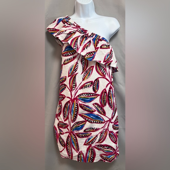J. Crew Dresses & Skirts - J Crew Factory Women Dress Size Small One Shoulder Tropical‎ Floral Print Linen